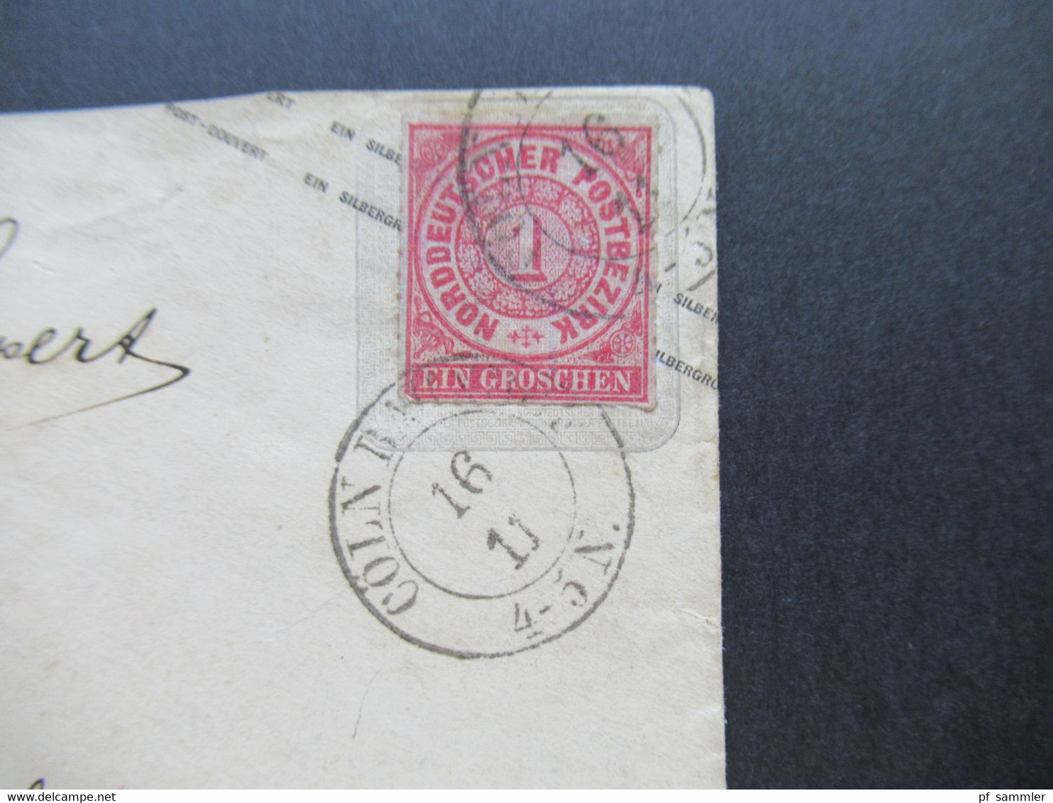 AD NDP GA Umschlag Aufbrauchsausgabe 1 Groschen Auf Preussen GA Umschlag U28 Stempel K2 Cöln Bahnhof Nach Bergheim - Enteros Postales