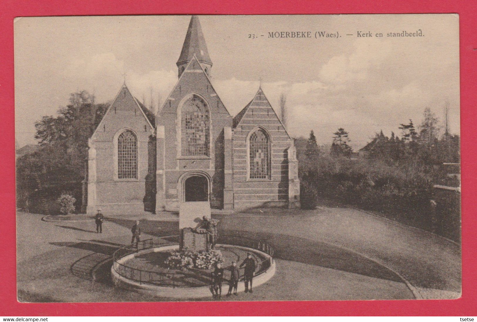 Moerbeke-Waes - Kerk En Standbeeld ( Verso Zien ) - Moerbeke-Waas