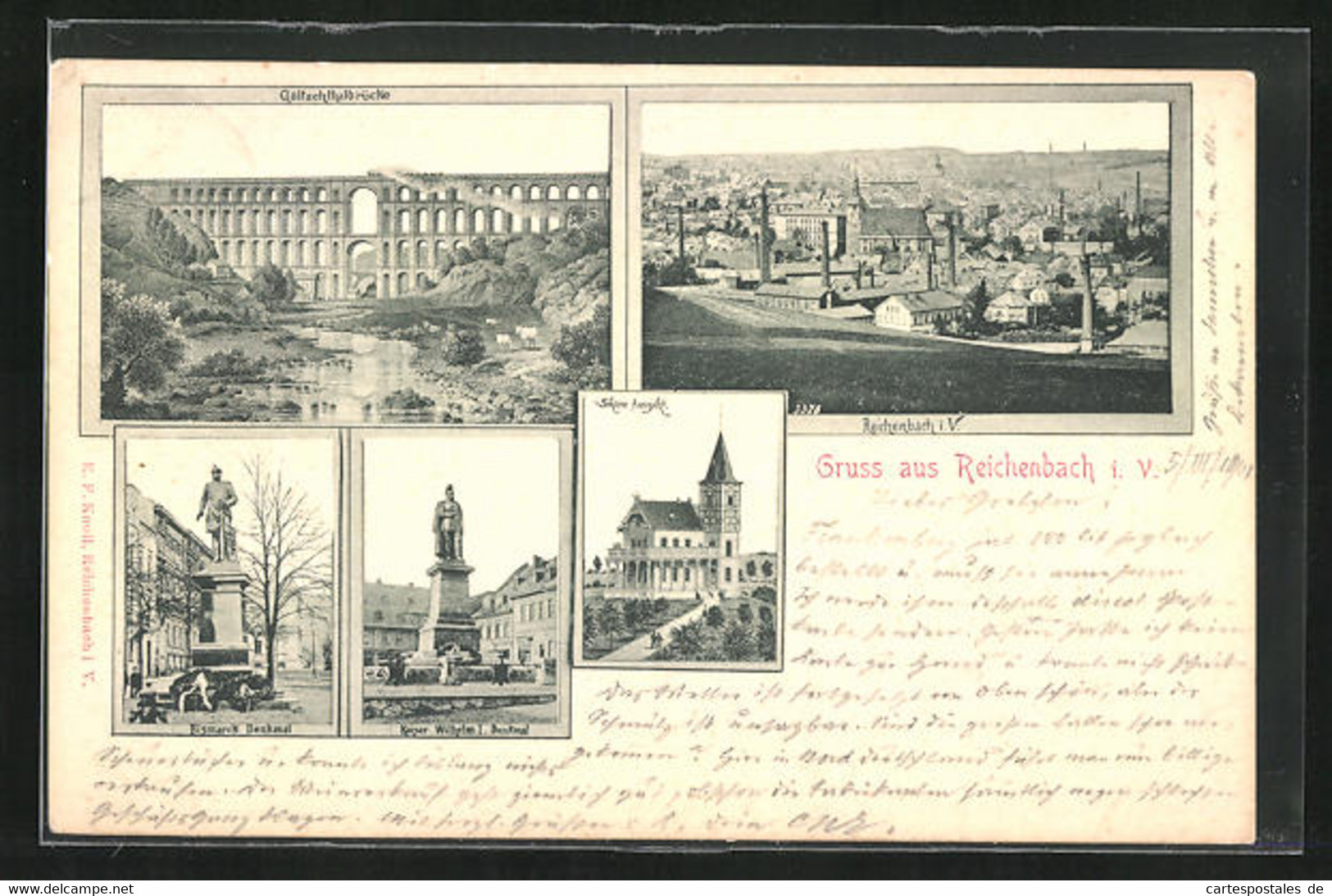 AK Reichenbach, Göltzschtalbrücke, Bismarck Denkmal Und Kaiser Wilhelm Denkmal - Reichenbach I. Vogtl.