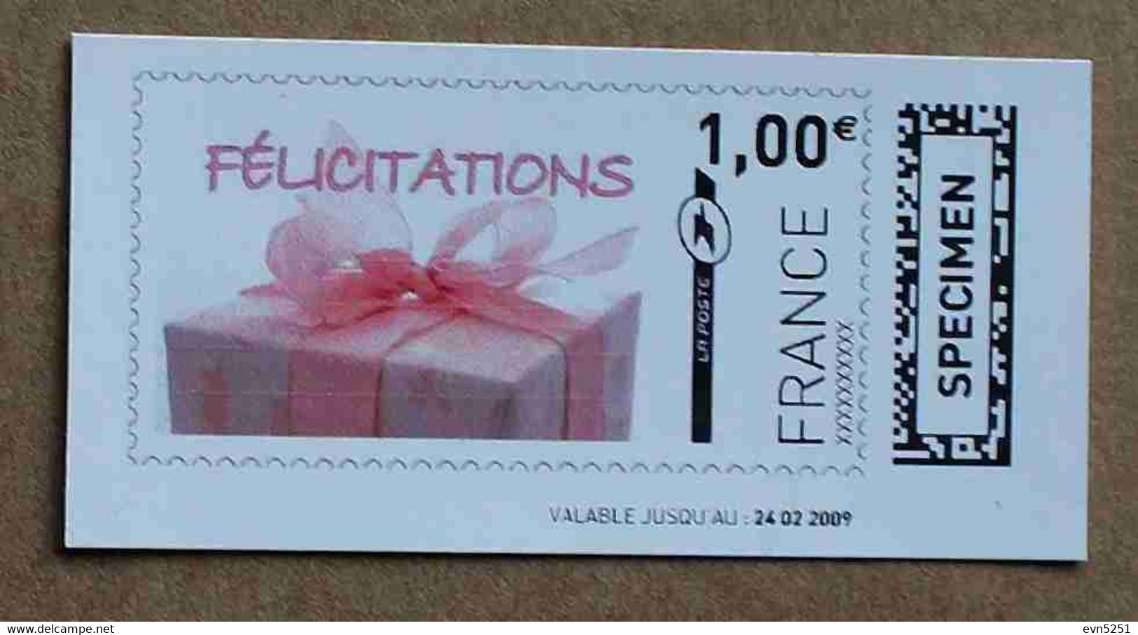 Ti02-01 :  SPECIMEN - Félicitations, Cadeau 1.00 €  +  1.15 € (autoadhésifs / Autocollants) - Specimen