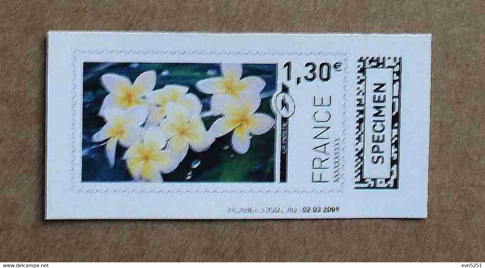 Ti02-01 :  SPECIMEN - Fleurs, Cadeau 1.25 €  +  1.30 € (autoadhésifs / Autocollants) - Specimen