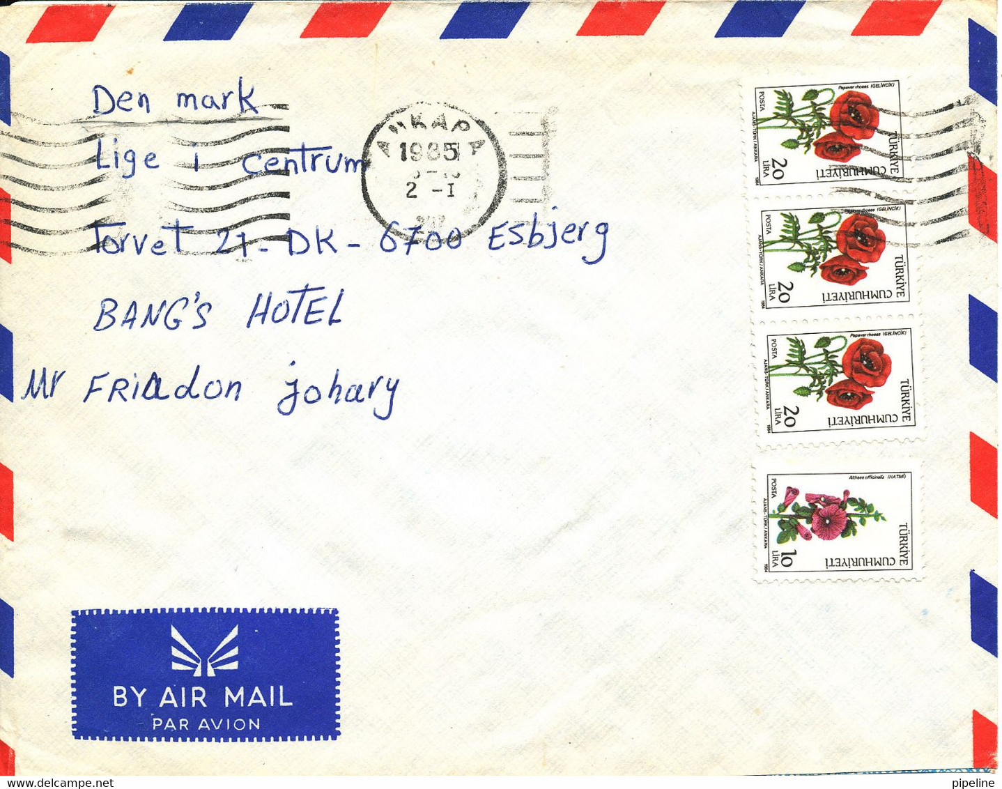 Turkey Air Mail Cover Sent To Denmark Ankara 2-1-1985 - Airmail