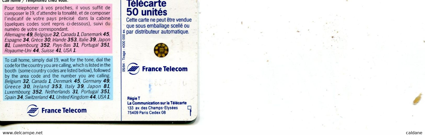 TELECARTE  France Telecom 50 UNITES.  .4.000.000.  EX. - Telecom Operators