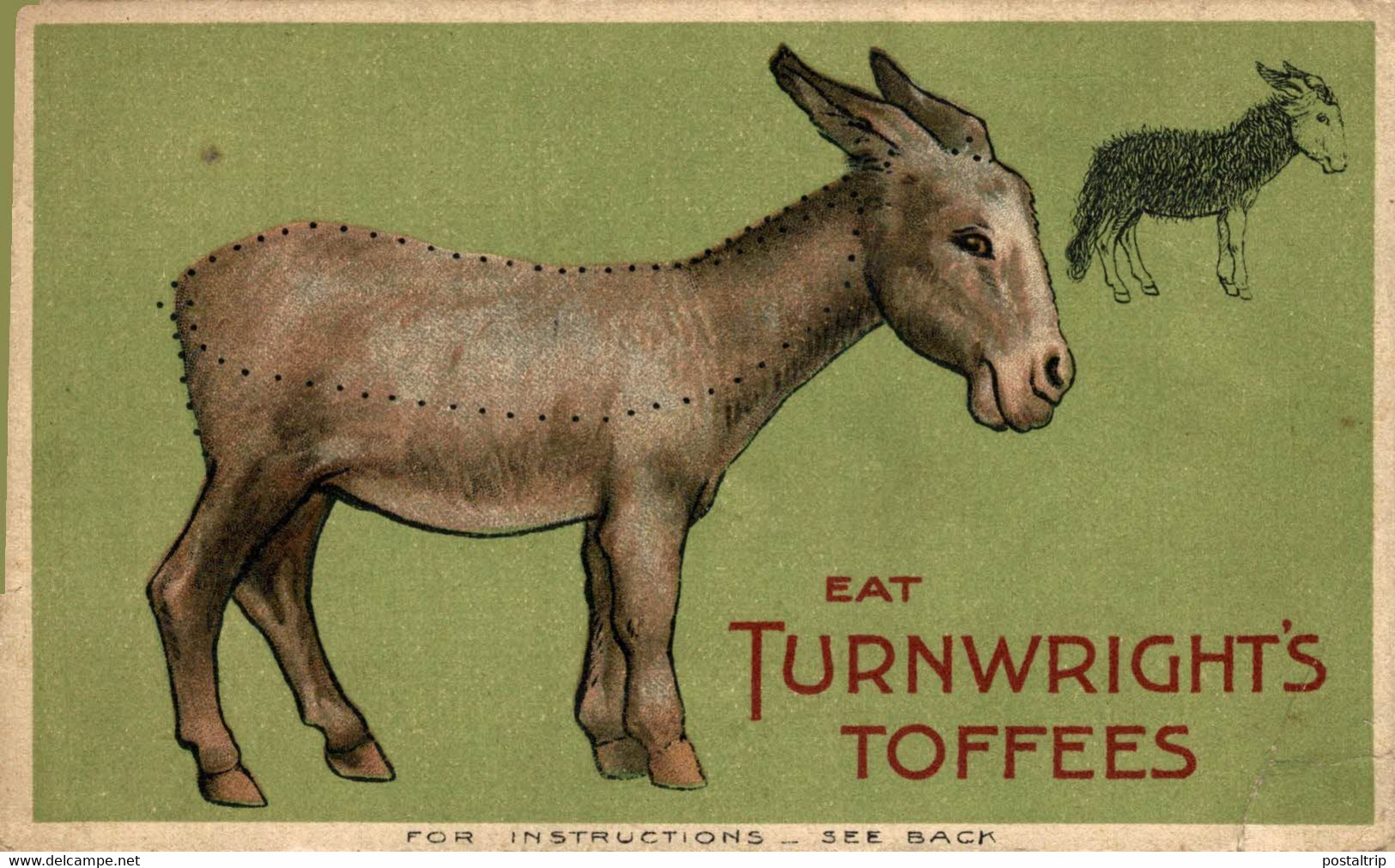 EAT TURNWRIGHT'S TOFFEES SEE CORNERS  FRUIT JELLIES ETAT  ANE DONKEY EZEL ESEL MULES Donkeycollection - Advertising