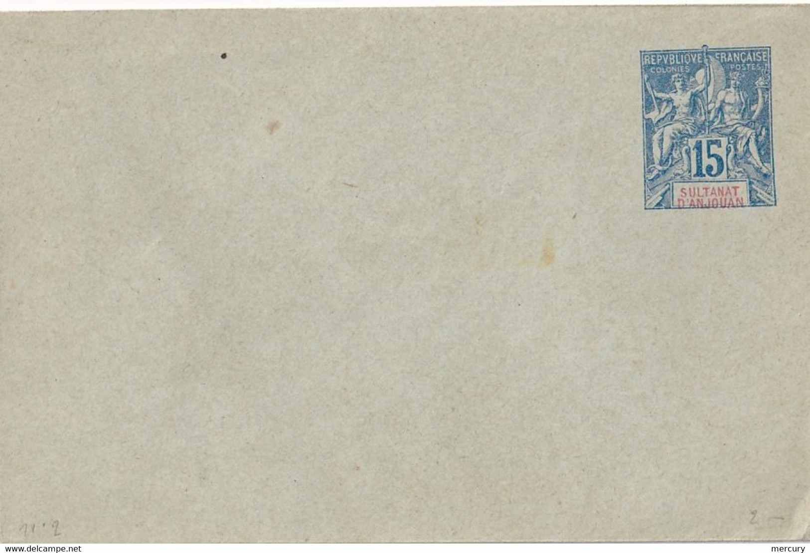 ANJOUAN - 15 C. Groupe - Entier Enveloppe 116/76 - Cartas & Documentos