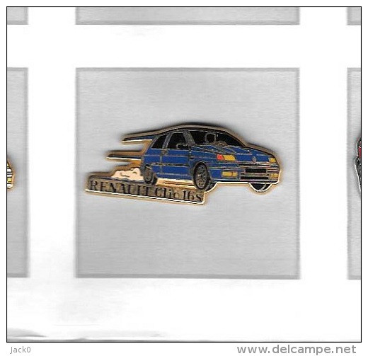 Pin's  Automobile  Renault  CLIO  16 S  Bleu  Verso  RENAULT  ARTHUS  BERTRAND  PARIS - Renault