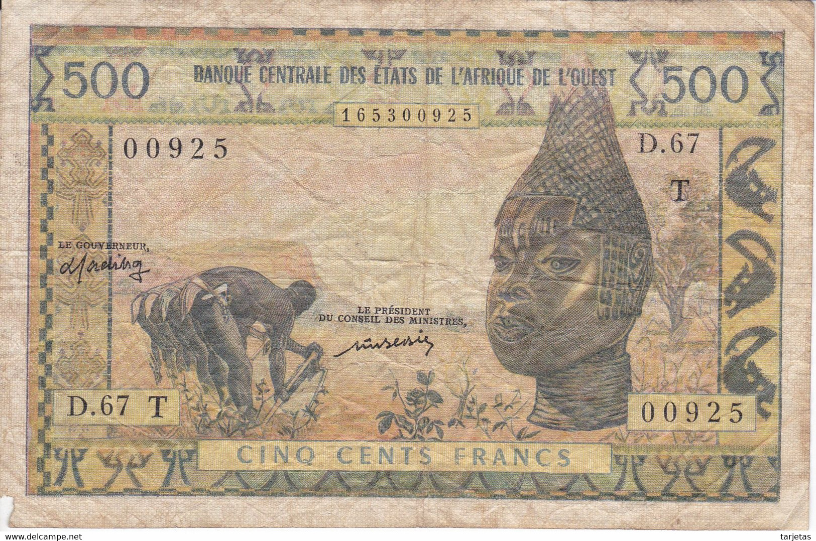 BILLETE DE TOGO DE 500 FRANCS DEL AÑO 1959 A 1961 - Togo