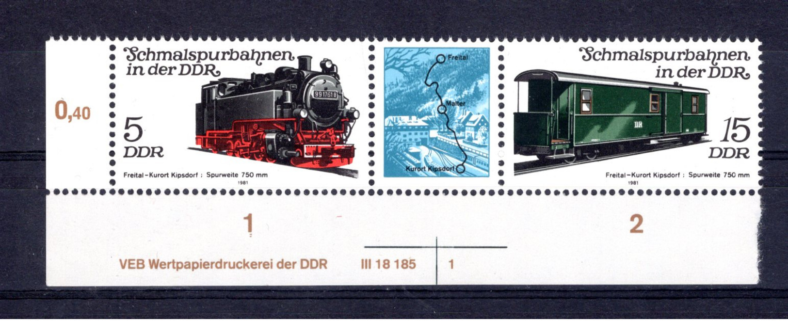 DDR  Michel # 2629 - 30 ** DV (Druckvermerk)  3-er Streifen - Otros & Sin Clasificación