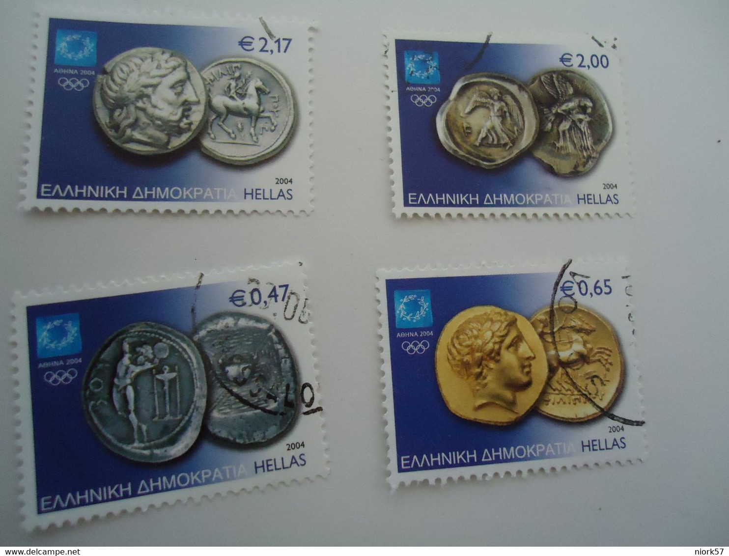 GREECE USED STAMPS  SET  2004 OLYMPIC GAMES  ATHENS   COINS ATHLETES - Verano 2004: Atenas - Paralympic