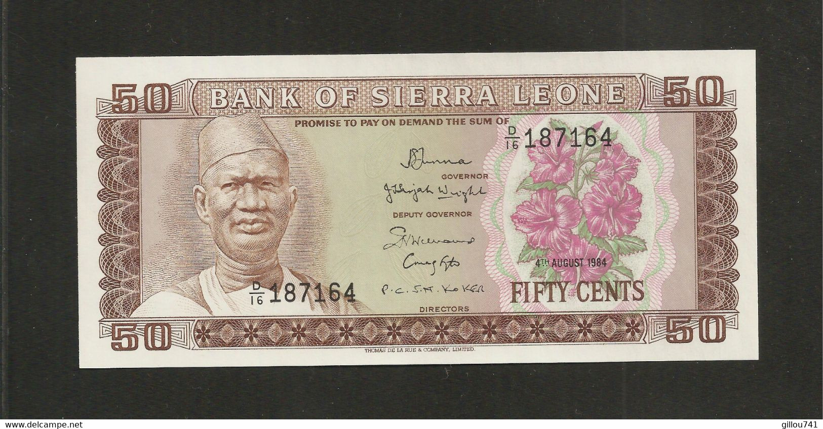 Sierra Leone, 50 Cents, 1974-1985 "President Siaka Stevens" Issue - Sierra Leone