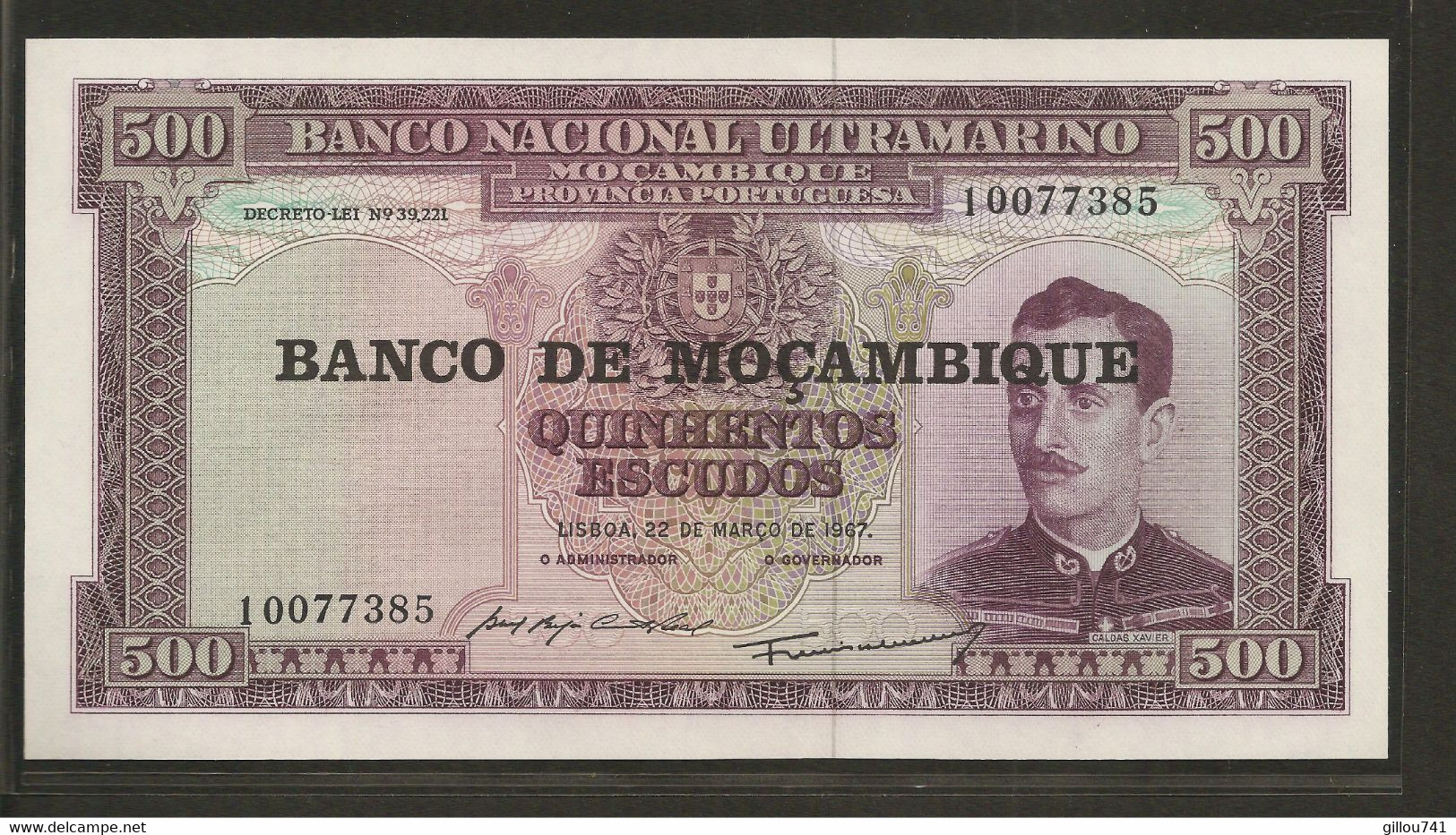 Mozambique, 500 Escudos, 1967 ND Provisional Issue - Mozambique