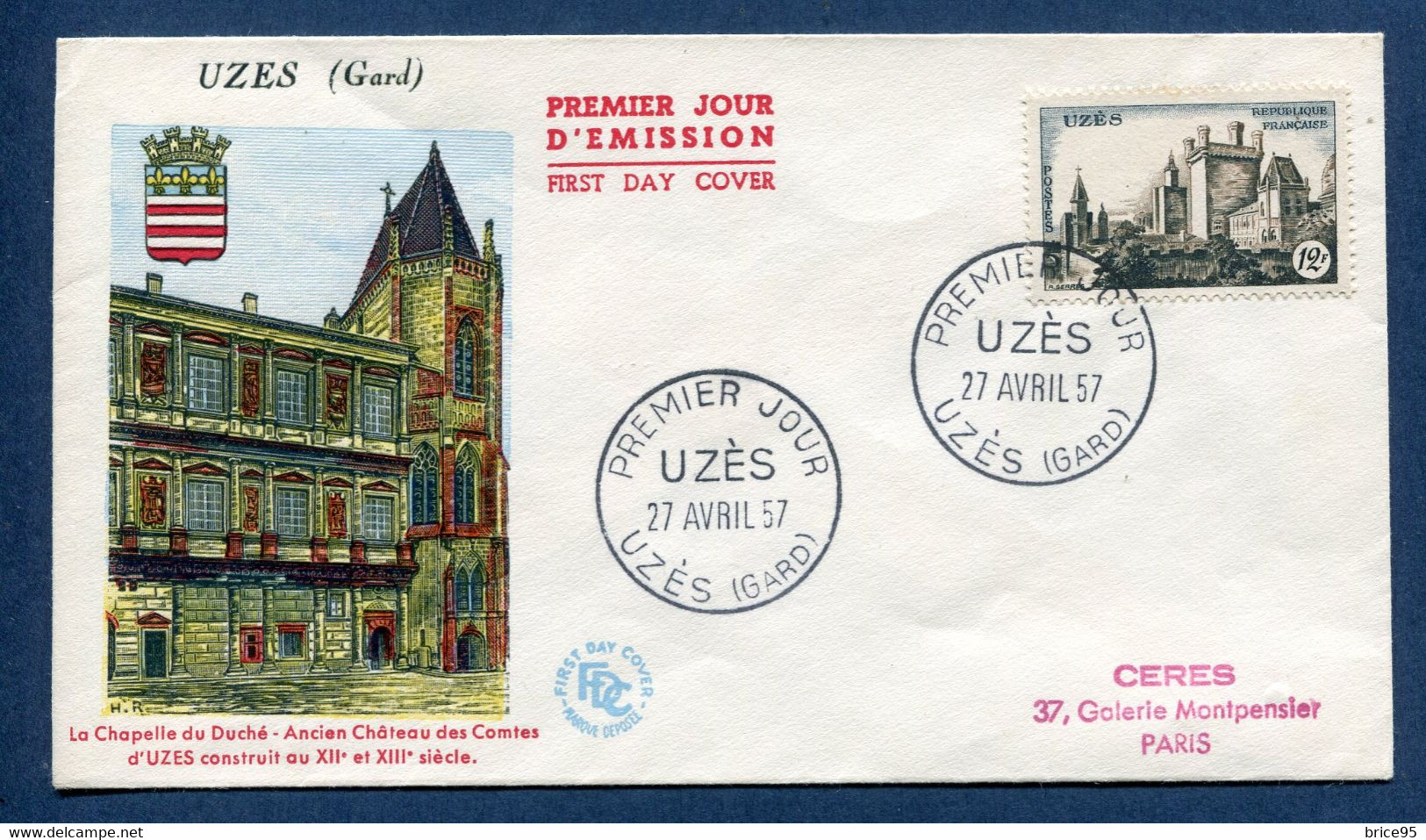 ⭐ France - Premier Jour - FDC - Uzès - 1957 ⭐ - 1950-1959
