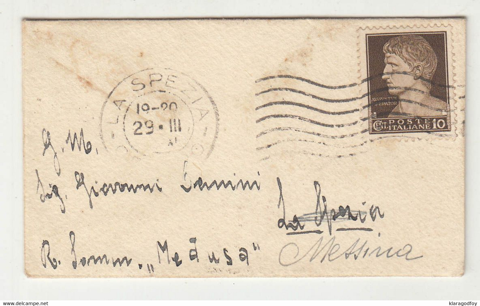 Italy, Small Letter Cover (9 X 5,5 Cm) Posted 1943 La Spezia Pmk B210610 - Poststempel