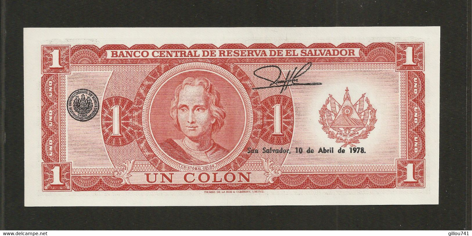 Salvador, 1 Colón, 1977-1980 "Printer TDLR" Issue - El Salvador