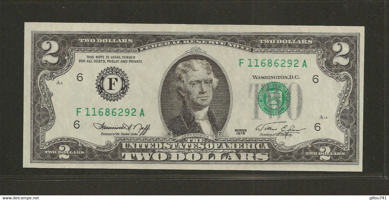 Etats Unis D'Amérique, 2 Dollars, 1976 Federal Reserve Notes - Small Size 1976 Series - Biljetten Van De  Federal Reserve (1928-...)