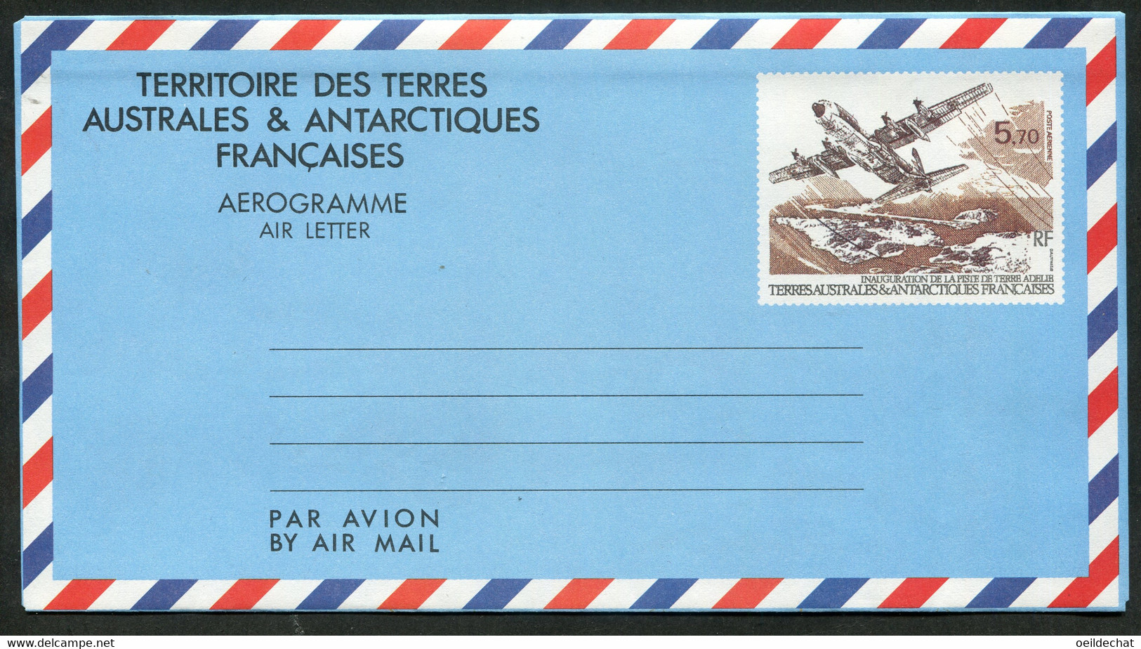 21882 T.A.A.F  AER N°1** 5F70 Inauguration De La Piste De Terre Adélie  1993  TB - Postal Stationery