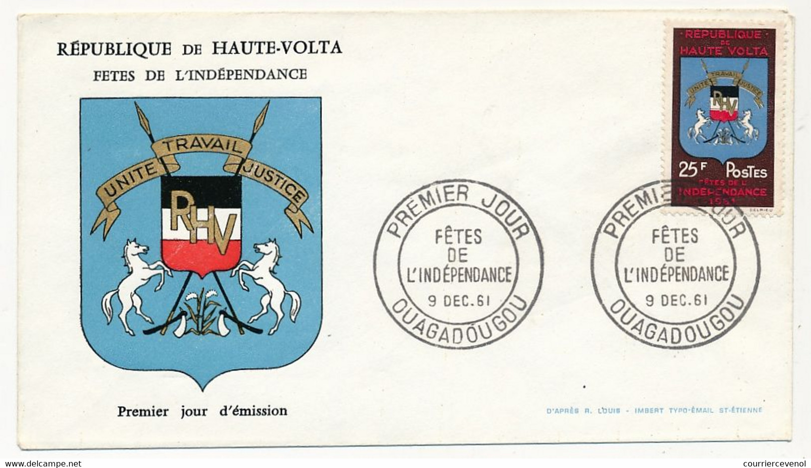HAUTE-VOLTA - FDC - Fêtes De L'Indépendance - Ouagadougou - 9 Déc 1961 - Obervolta (1958-1984)