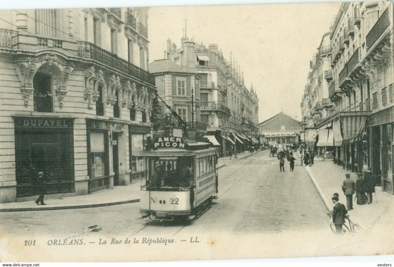 Orléans 1914; La Rue De La République (Tram) - Voyagé. (L.L.) - Orleans