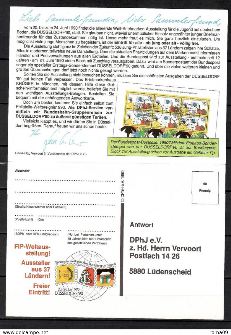 BRD, MiNr. PP 167 D2/001, Düsseldorf '90; Von Lüdenscheid Nach Duderstadt; B-1697 - Cartes Postales Privées - Oblitérées
