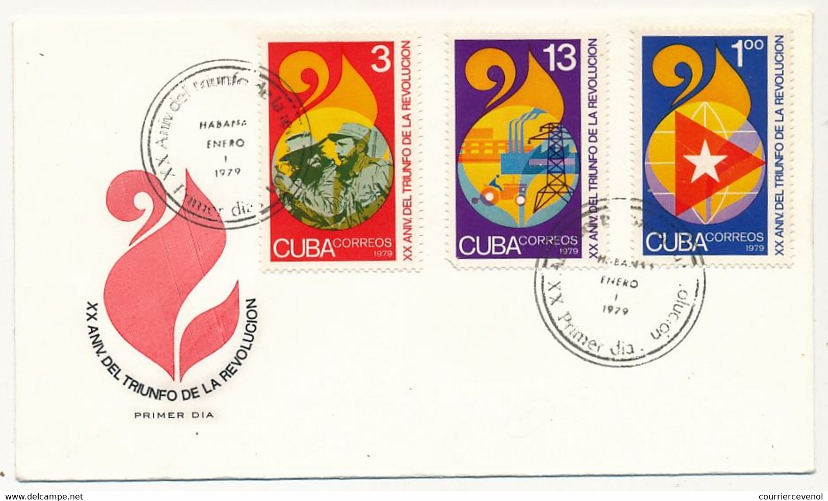 CUBA -  FDC. 1979-01 XX ANIVERSARIO DEL TRIUNFO DE LA REVOLUCIÓN CUBANA - Habana 1979 - FDC