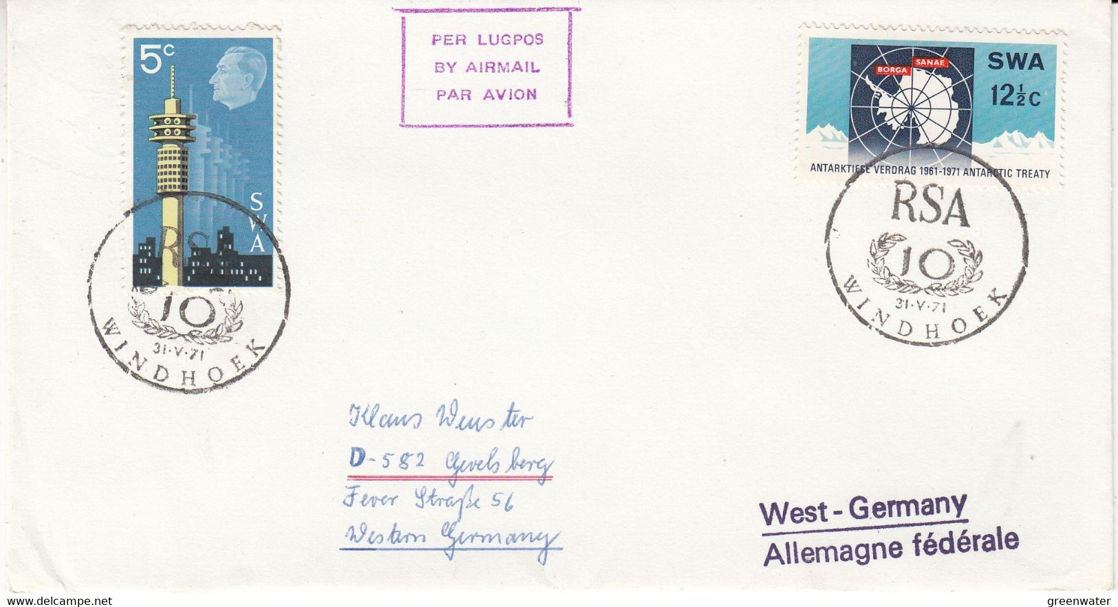 South West Africa 1971 Antarctic Treaty FDC (52414) - Traité Sur L'Antarctique