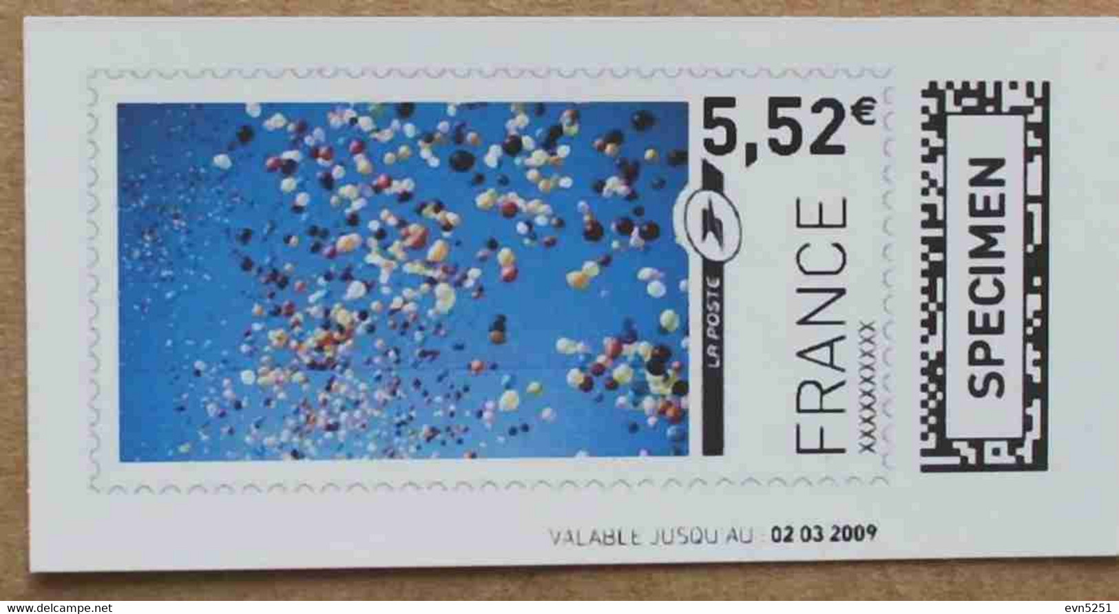 Ti02-01 :  SPECIMEN -Ciel, Ballons Muticolore 5.52 €  + 5.60 € (autoadhésifs / Autocollants) - Specimen