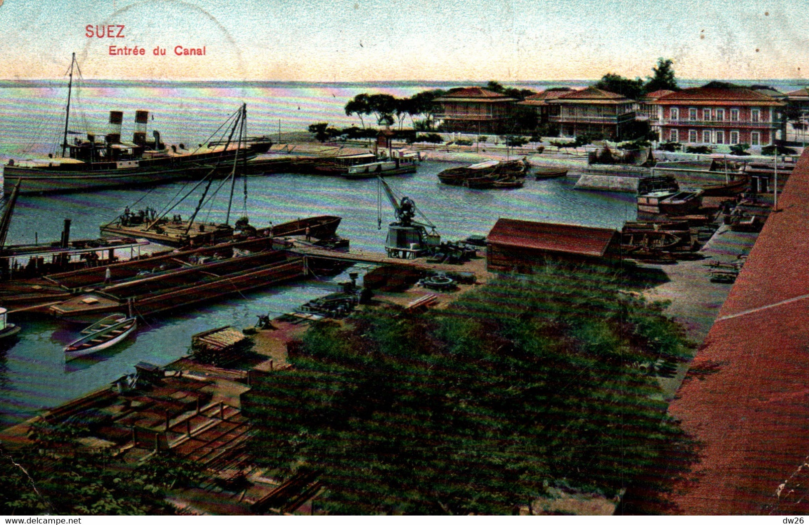 Egypte - Suez, Entrée Du Canal, Bateaux à Quai - Edition Ephtimios Frères - Carte N° 55053 - Suez