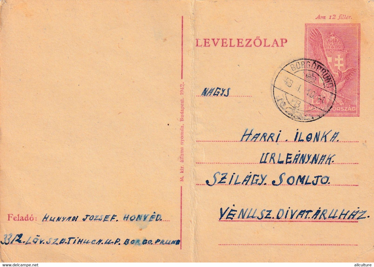 A7941-  BORGOPRUND 1943 HUNGARY LEVELEZOLAP POSTAL STATIONERY - Interi Postali