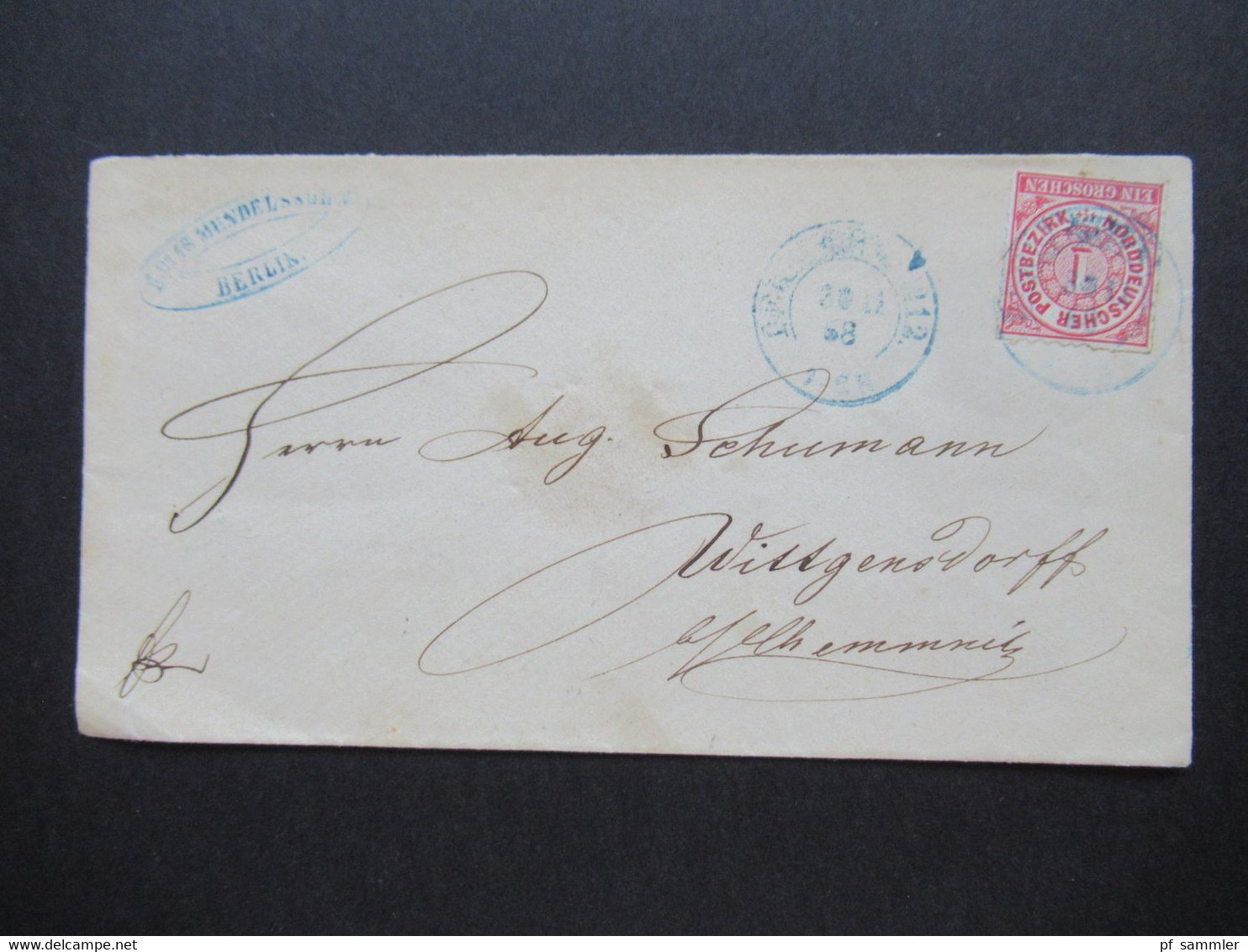 Altdeutschland NDP 1868 Nr.4 EF 2x Blauer Stempel Berlin Nach Wittgendorf Gesendet - Cartas & Documentos