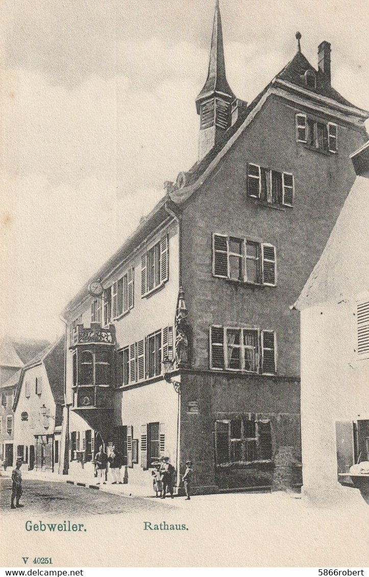 CARTE POSTALE ORIGINALE ANCIENNE : GUEBWILLER MAIRIE (GEBWEILER RATHAUS) ANIMEE HAUT RHIN (68) - Guebwiller