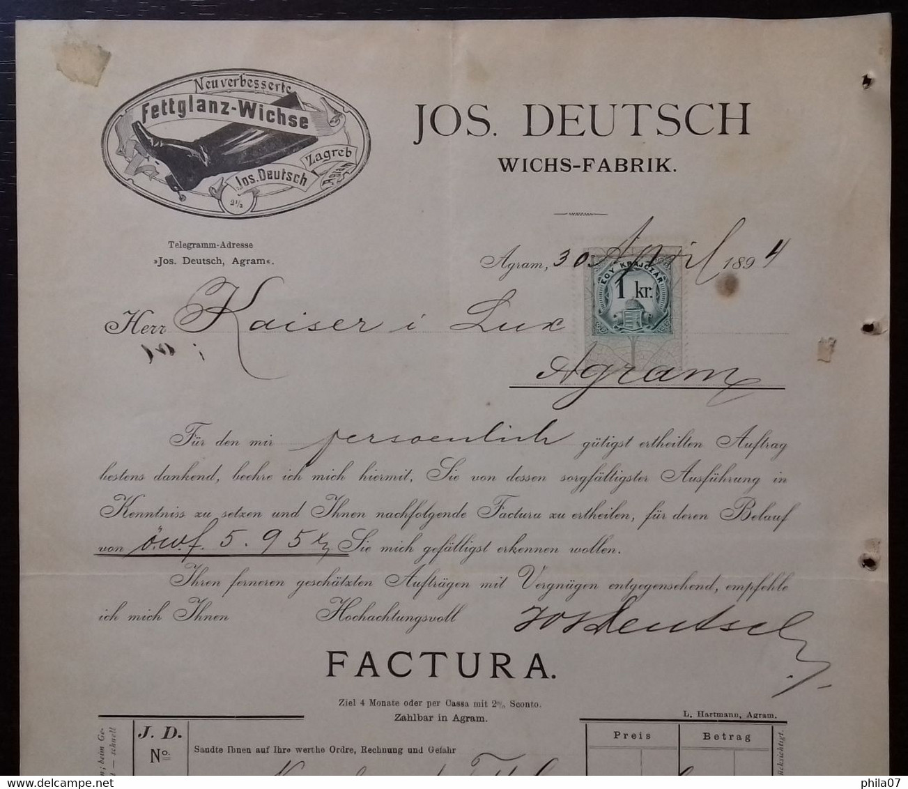 Greasy Shine - Jos. Deutsch Wichs-Fabrik, 1894. Fettglanz-Wichse. - Andere & Zonder Classificatie