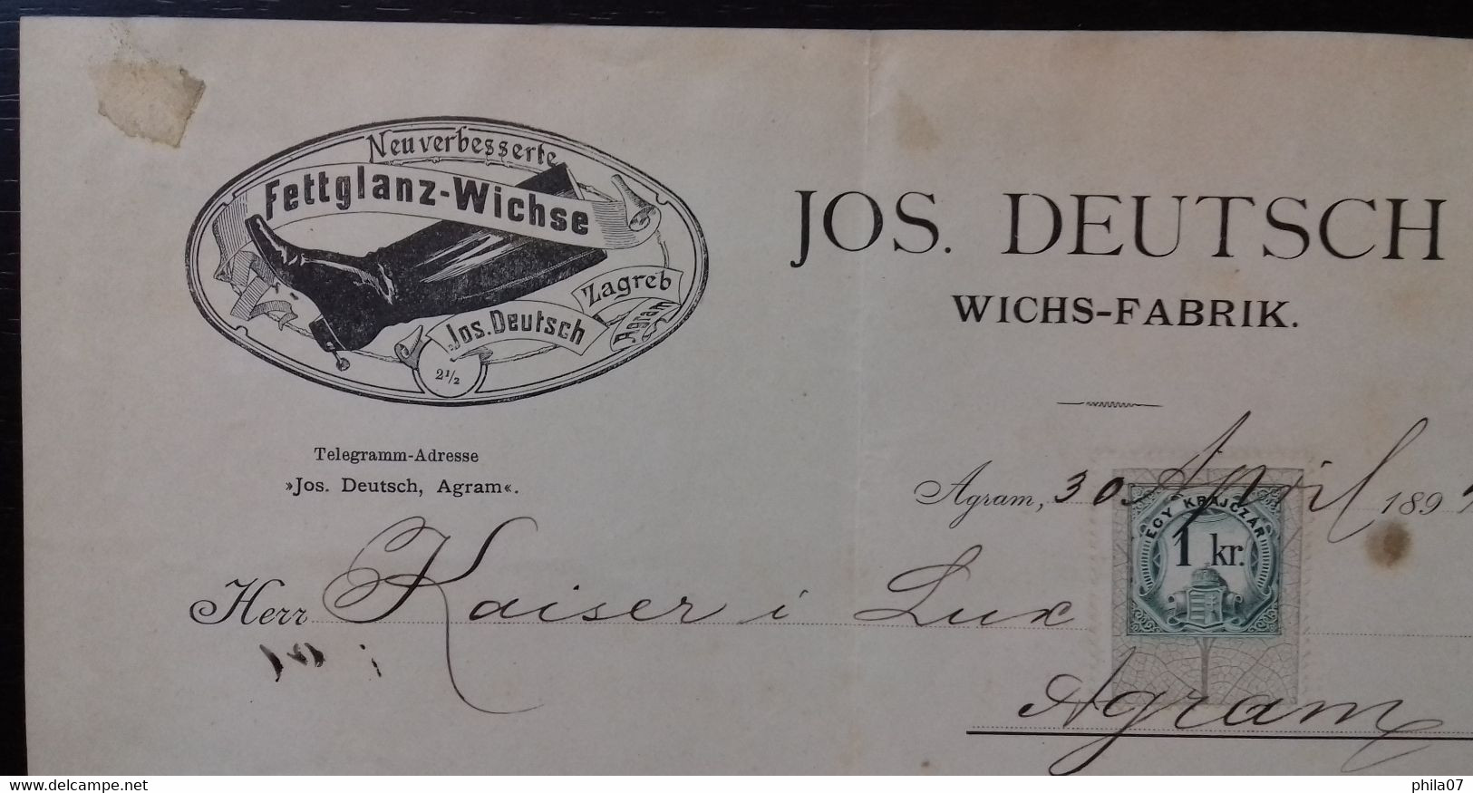 Greasy Shine - Jos. Deutsch Wichs-Fabrik, 1894. Fettglanz-Wichse. - Other & Unclassified