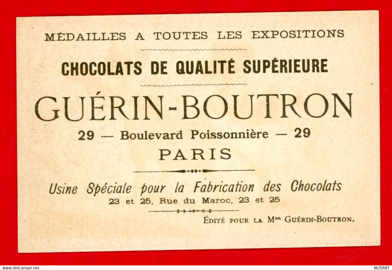 Chocolat Guérin Boutron, Très Jolie Chromo Lith. Vieillemard, Fillettes, A La Queu Leu Leu - Guerin Boutron