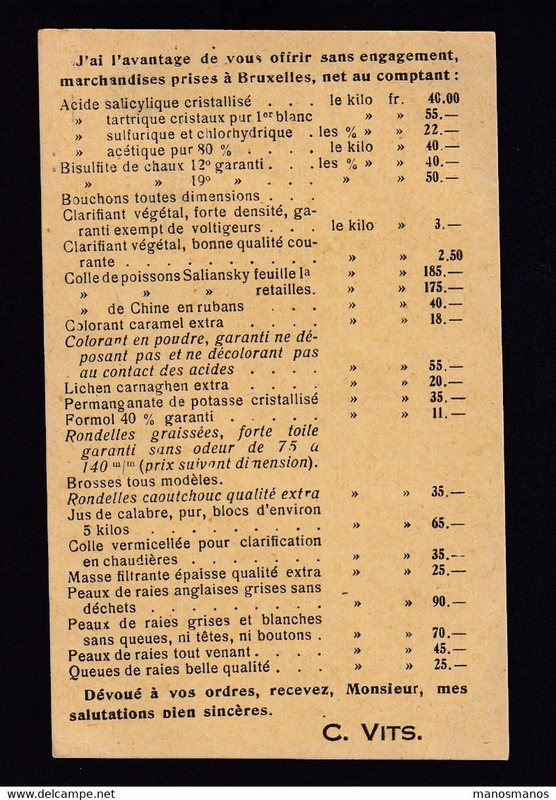 DDZ 495 - Belgium BRASSERIE - Carte Publicitaire TP Albert BXL 1919 Vers La Brasserie L' Alliance à BRUGES - Bier