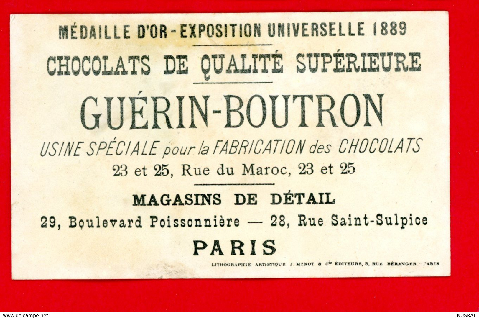 Chocolat Guérin Boutron, Chromo Lith. J. Minot, Le Charretier - Guerin Boutron