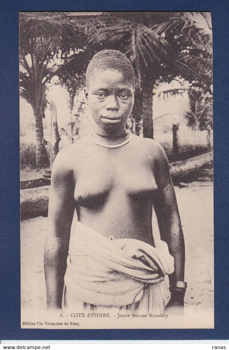 CPA Côte-d'Ivoire Afrique Noire Nu Féminin Ethnic Nude Femme Nue écrite - Elfenbeinküste