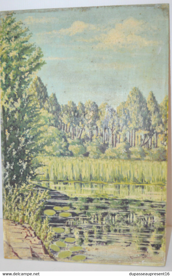 TABLEAU HUILE SUR PANNEAU HSP PAYSAGE ROSELIERE Signé R SOMMERMONTS 1950 DECO COLLECTION  PEINTURE - Olii