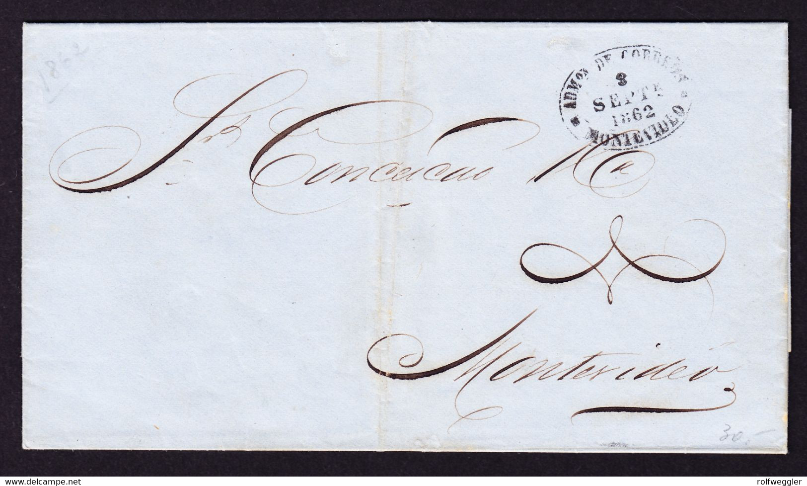 1862 Vorphilabrief Aus Bahia, Brasilien Nach Montevideo, Uruguay - Storia Postale