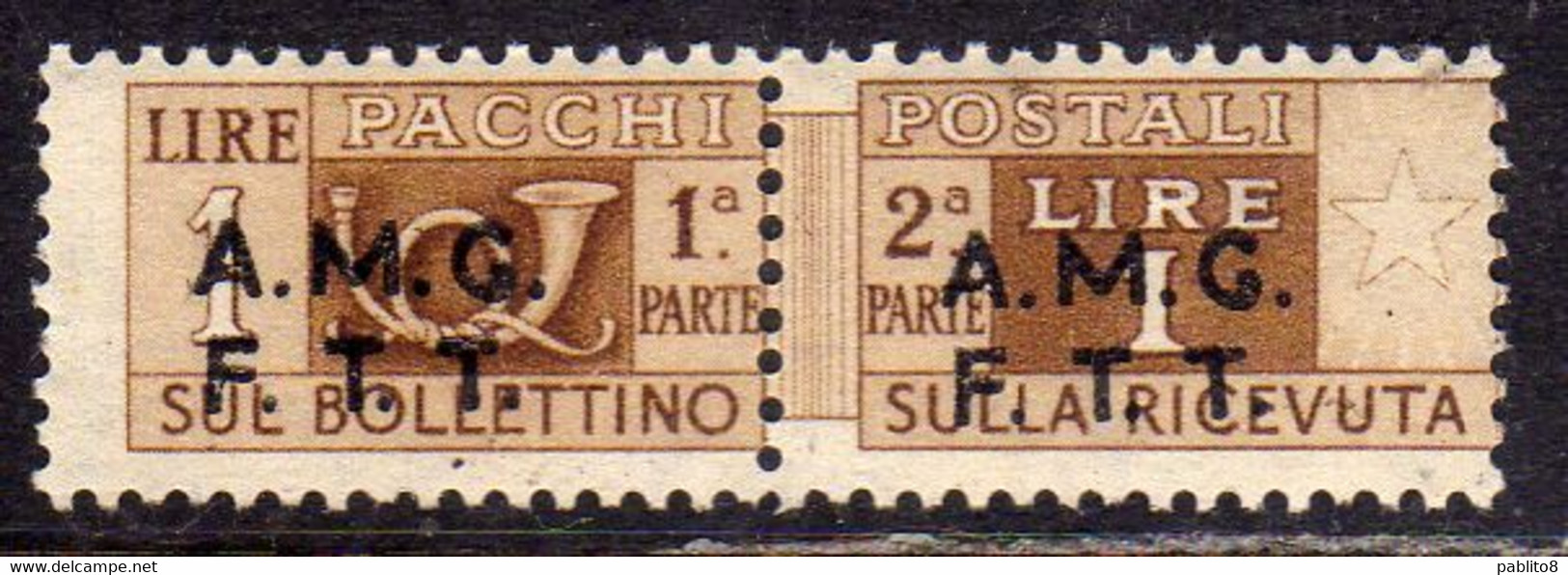 TRIESTE A 1947 1948 AMG-FTT SOPRASTAMPATO D'ITALIA ITALY OVERPRINTED PACCHI POSTALI PARCEL POST LIRE 1 MNH - Pacchi Postali/in Concessione