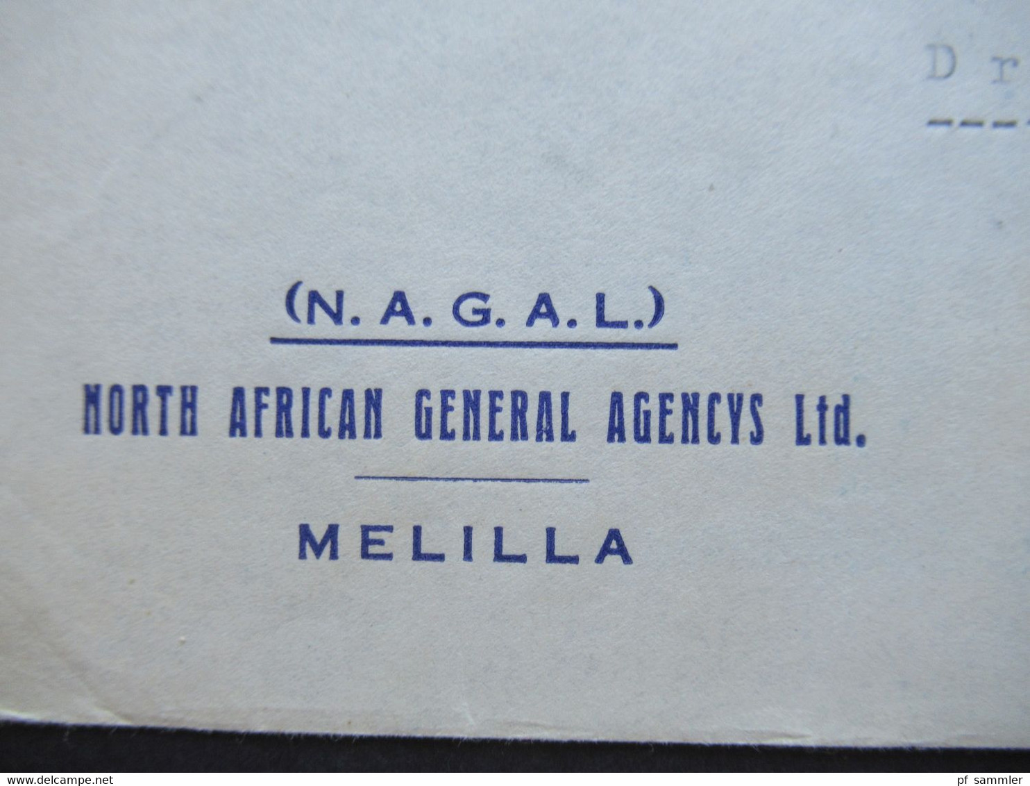 Spanien Brief / Umschlag N.A.G.A.L. North African General Agencys Ltd. Melilla Spanische Enklave In Afrika Nach Dresden - Storia Postale