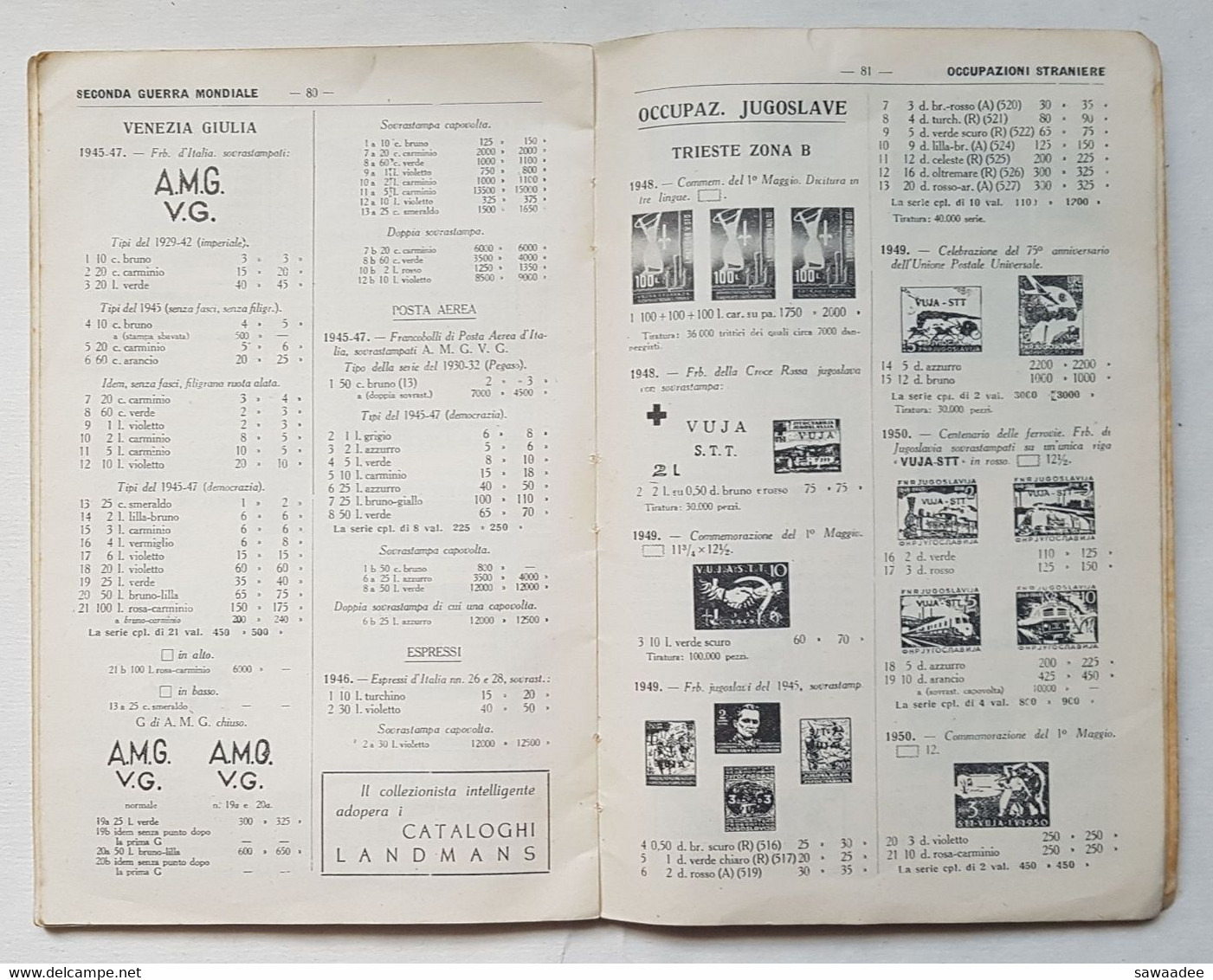 CATALOGUE LANDMANS - CATALOGO DEI FRANCOBOLLI D'ITALIA E DI TRIESTE ZONE A E B - 1954 - Italie