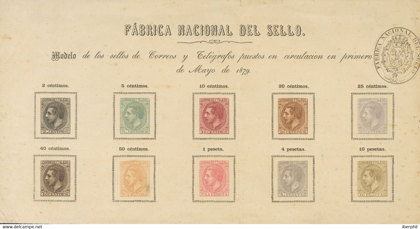 (*)200/09P. 1879. Serie Completa Sobre HOJA MODELO, Con Los Colores Adoptados (conservación Habitual). MAGNIFICA Y MUY R - Otros & Sin Clasificación