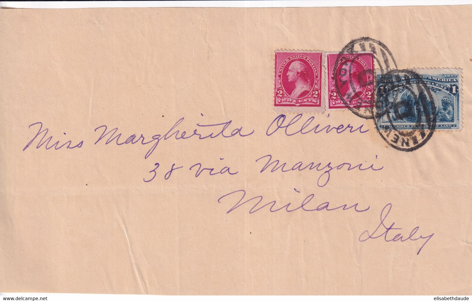 AVANT 1900 - USA - DEVANT De LETTRE NEW YORK "D" ! => MILAN (ITALIE) - Brieven En Documenten