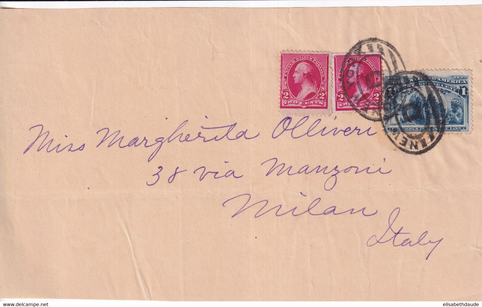 AVANT 1900 - USA - DEVANT De LETTRE NEW YORK "D" ! => MILAN (ITALIE) - Storia Postale