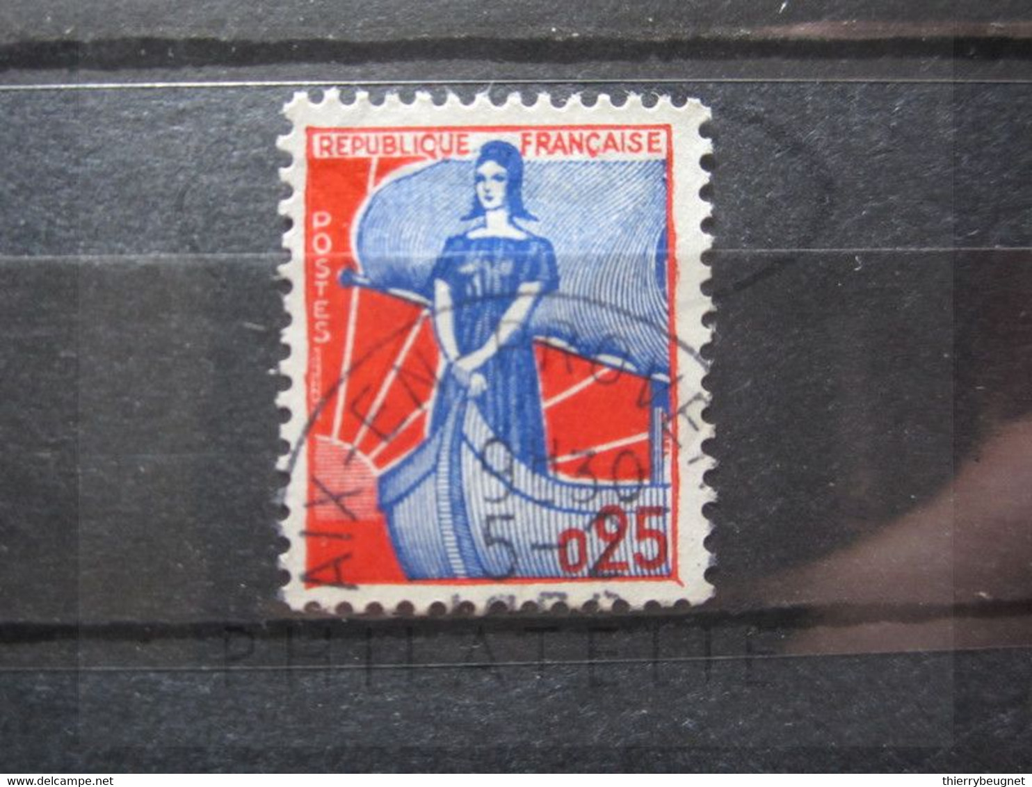 VEND BEAU TIMBRE DE FRANCE N° 1234 , OBLITERATION " AIX-EN-PROVENCE " !!! (a) - 1959-1960 Marianne In Een Sloep