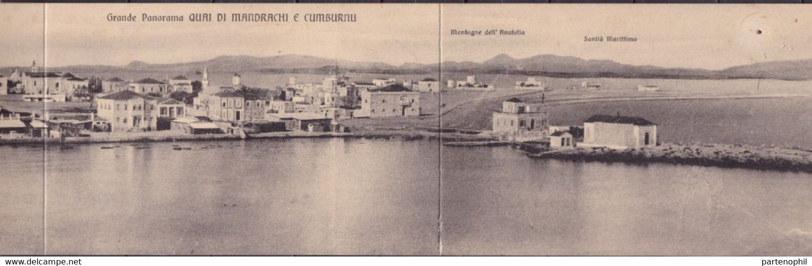 717 * Cartolina A Sistema – Grande Panorama – Quai Di Mandrachi E Cumburnu, Da Rodi Del 27.3.15 Per Lugo, Affrancata Con - Aegean