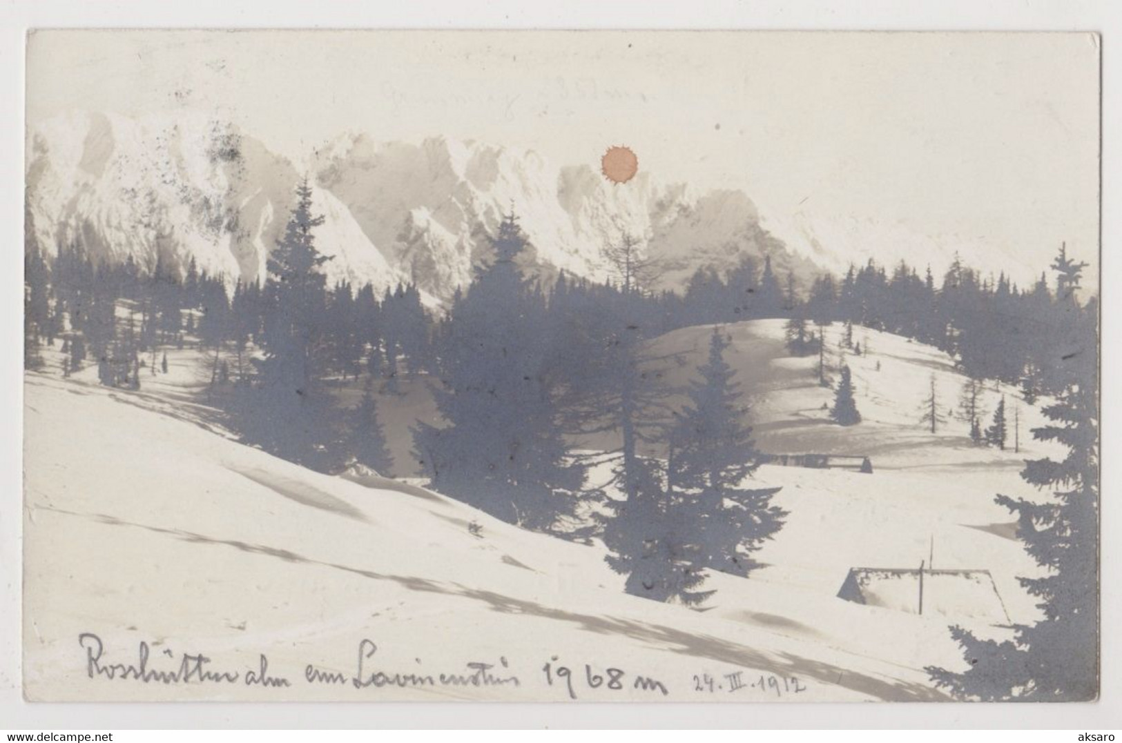 Rosshüttenalm Am Lawinenstein, Echtfotokarte - 1912 (Gem. Bad Mitterndorf, Salzkammergut, Berghütte) - Bad Mitterndorf