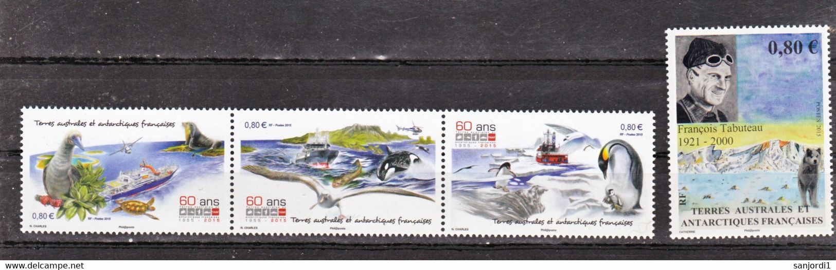 TAAF 746/749 Divers  2015 Neuf ** TB MNH Sin Charnela Faciale 3.2 - Unused Stamps