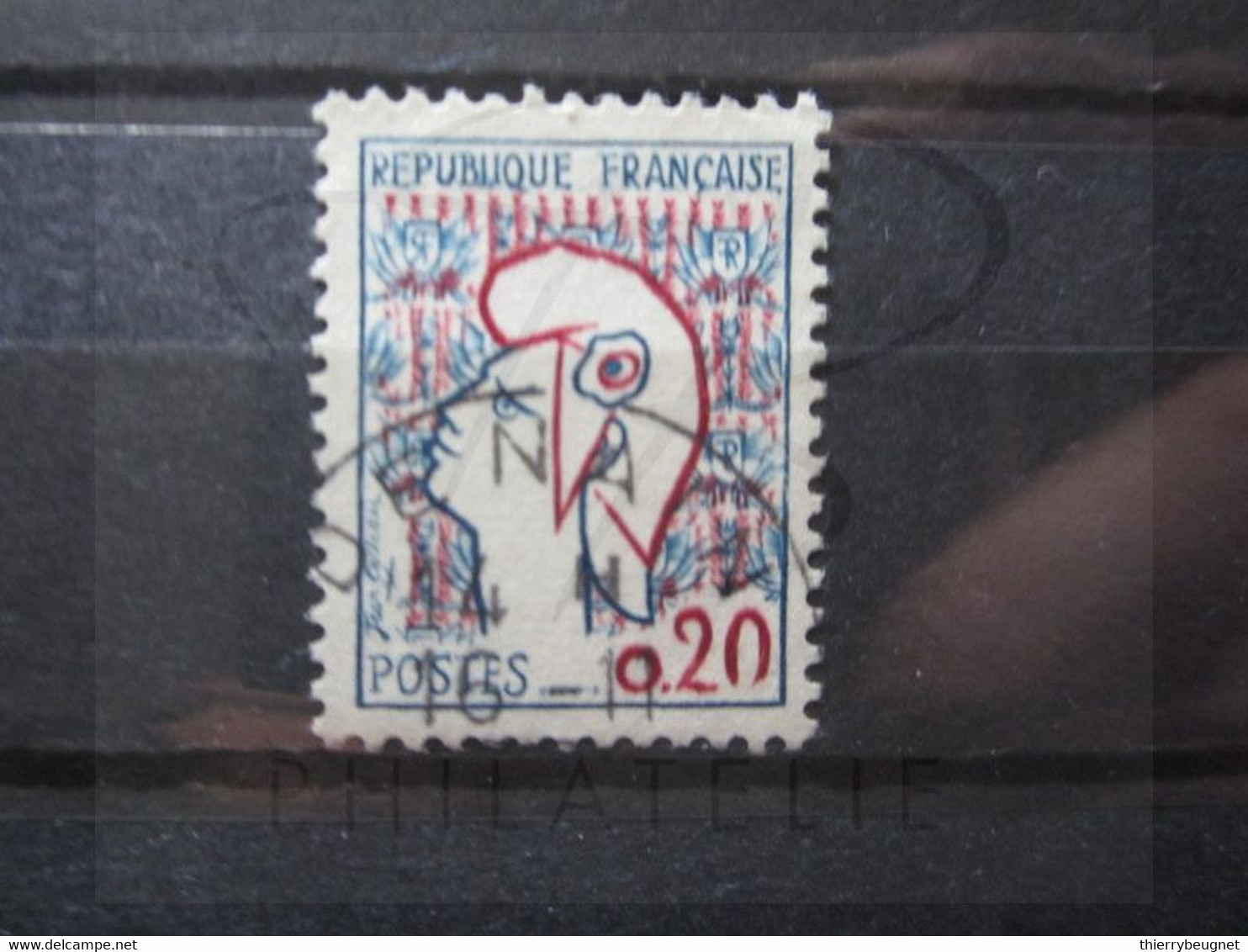 VEND BEAU TIMBRE DE FRANCE N° 1282 , OBLITERATION " DENAIN " !!! - 1961 Marianni Di Cocteau