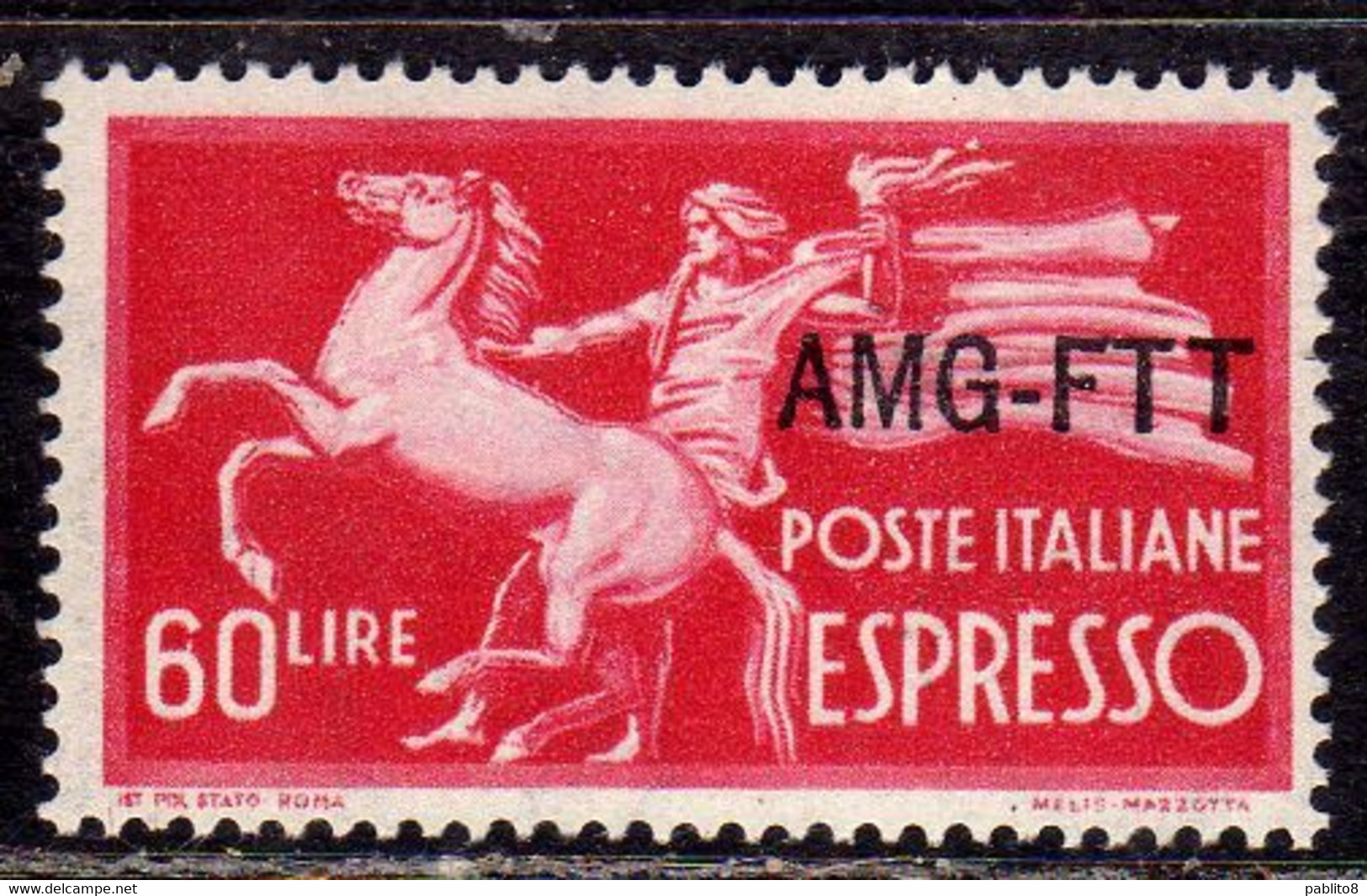 TRIESTE A 1950 AMG-FTT OVERPRINTED ESPRESSO SPECIAL DELIVERY LIRE 60 MNH BEN CENTRATO - Posta Espresso